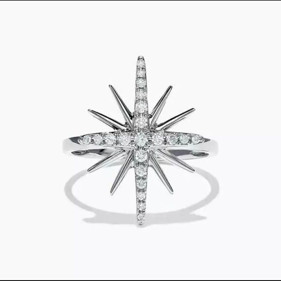 💫Silver Star CZ Diamond Ring - Picture 1 of 7